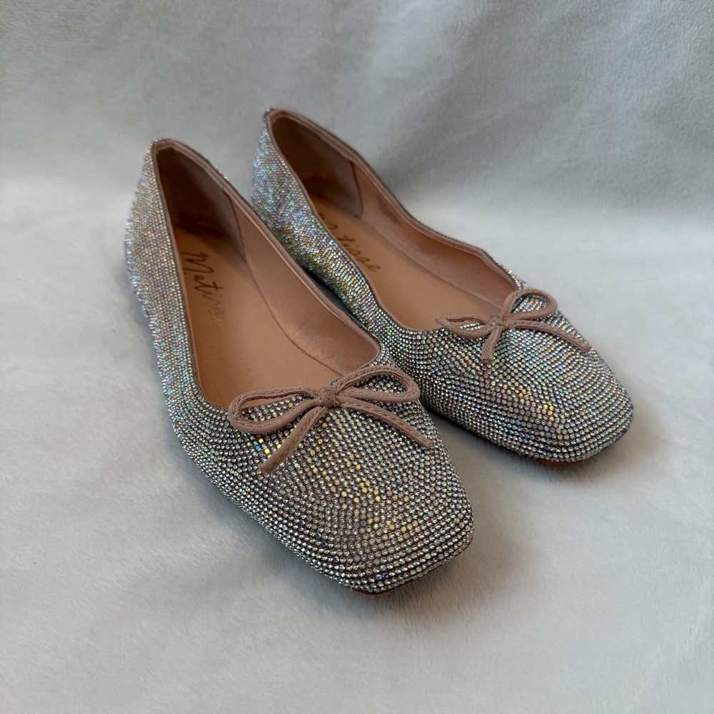 EUC Matisse Roxy Rhinestone Square Toe Ballet Flats Crystal Sparkle Party Shoes - Picture 3 of 12